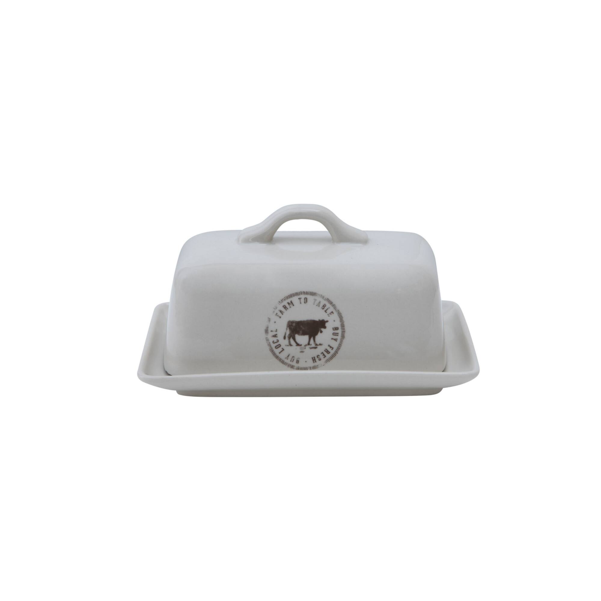 Hello Honey® 7" Stoneware Butter Dish with Cow Decal